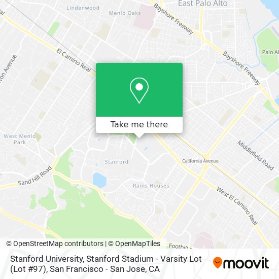 Mapa de Stanford University, Stanford Stadium - Varsity Lot (Lot #97)