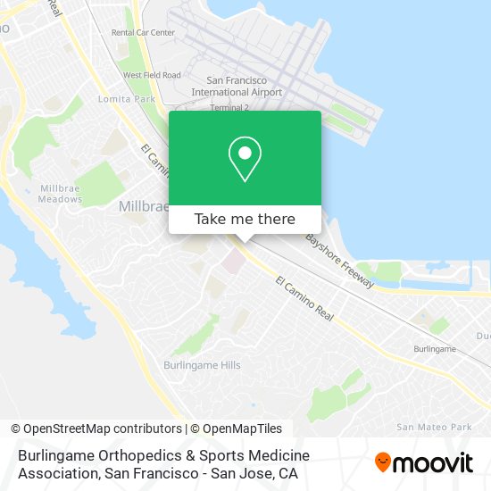 Mapa de Burlingame Orthopedics & Sports Medicine Association