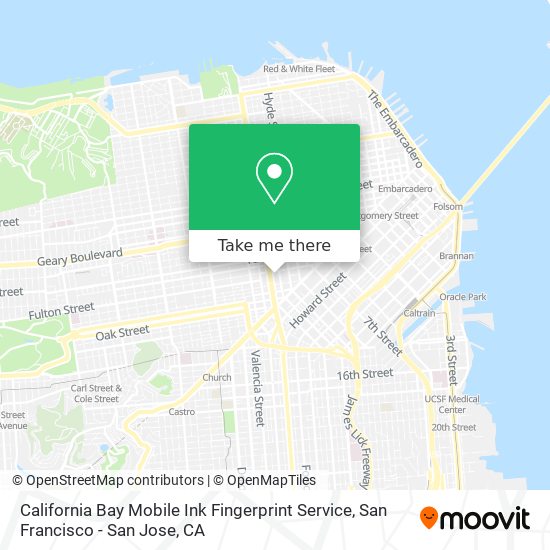 Mapa de California Bay Mobile Ink Fingerprint Service
