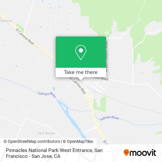 Pinnacles National Park West Entrance map