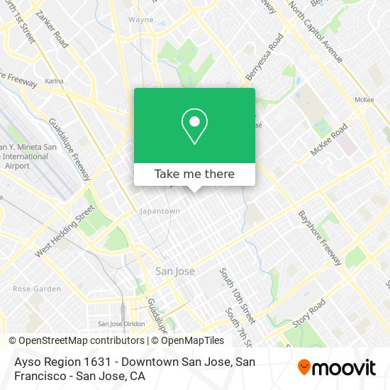 Ayso Region 1631 - Downtown San Jose map