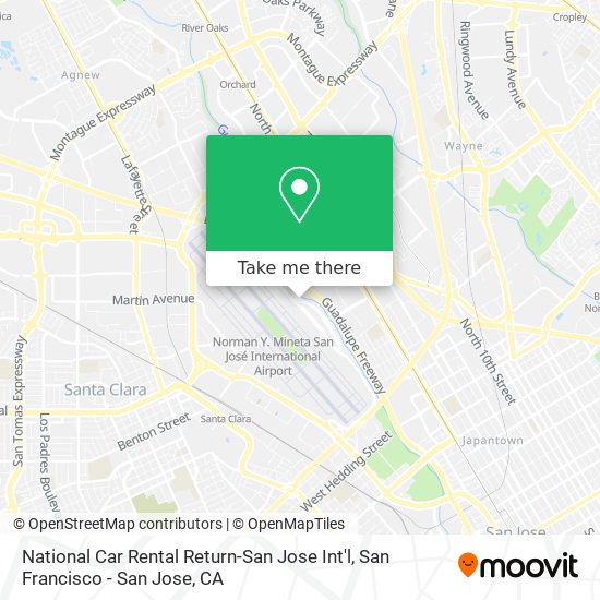 Mapa de National Car Rental Return-San Jose Int'l