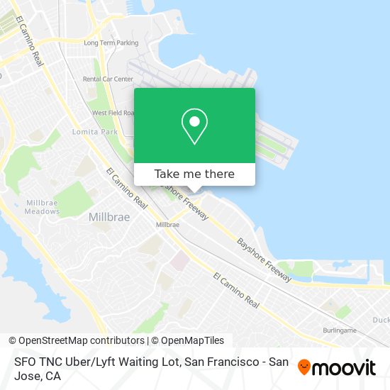 SFO TNC Uber/Lyft Waiting Lot map