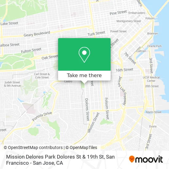 Mission Delores Park Dolores St & 19th St map