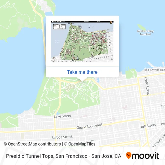 Presidio Tunnel Tops map