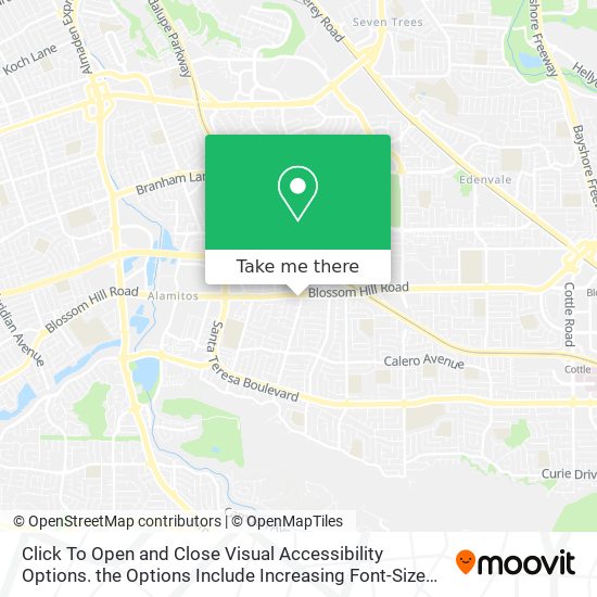 Click To Open and Close Visual Accessibility Options. the Options Include Increasing Font-Size and map