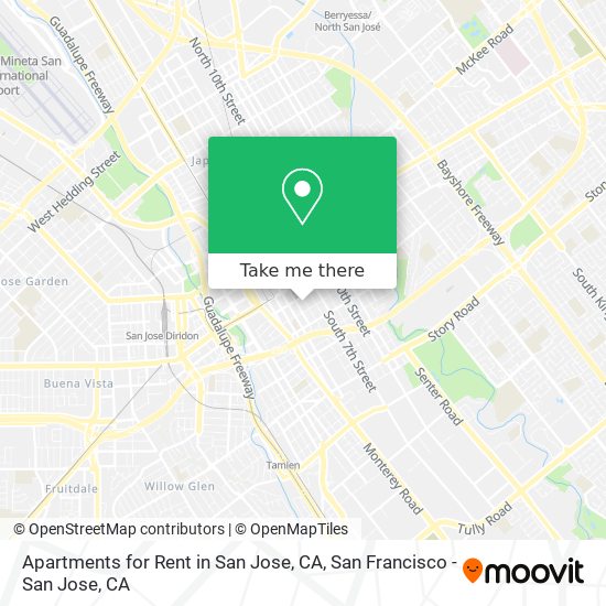 Mapa de Apartments for Rent in San Jose, CA