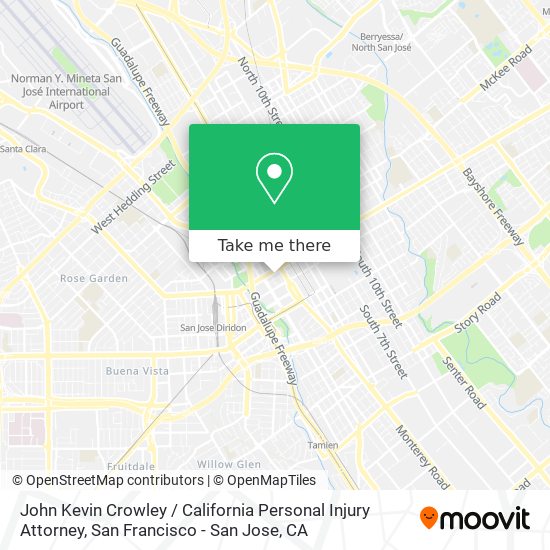 Mapa de John Kevin Crowley / California Personal Injury Attorney