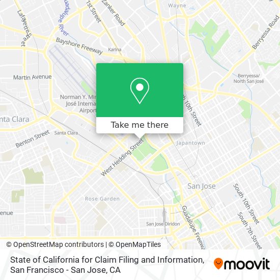 Mapa de State of California for Claim Filing and Information