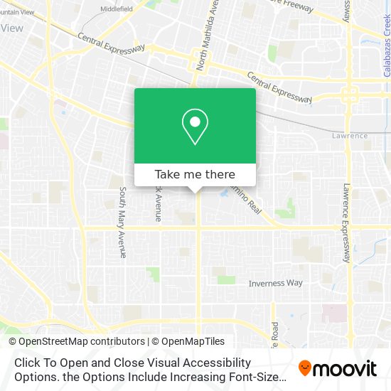 Click To Open and Close Visual Accessibility Options. the Options Include Increasing Font-Size and map