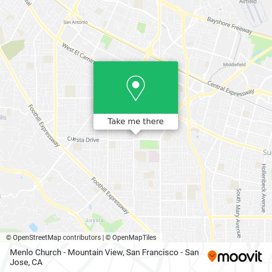 Mapa de Menlo Church - Mountain View