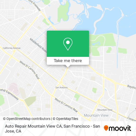 Mapa de Auto Repair Mountain View CA