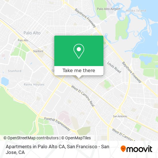 Apartments in Palo Alto CA map
