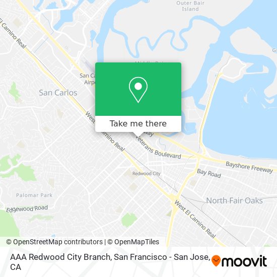 AAA Redwood City Branch map