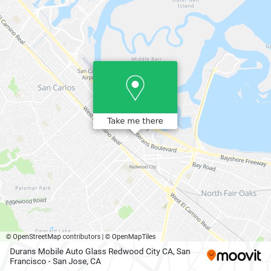 Mapa de Durans Mobile Auto Glass Redwood City CA