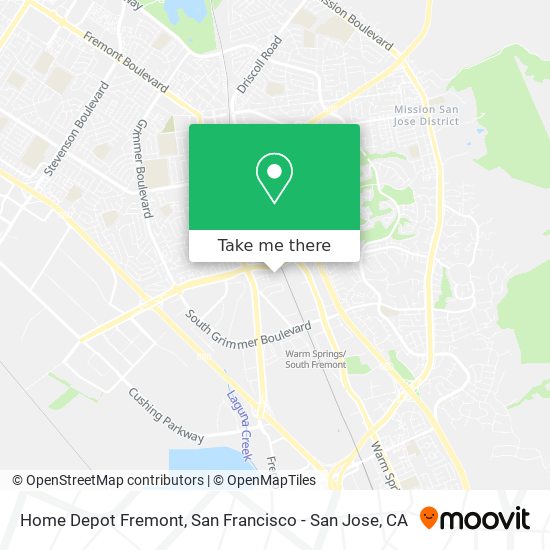 Home Depot Fremont map
