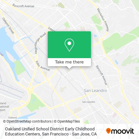 Oakland Unified School District Early Childhood Education Centers map