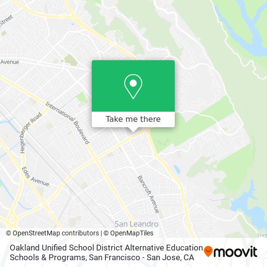 Oakland Unified School District Alternative Education Schools & Programs map