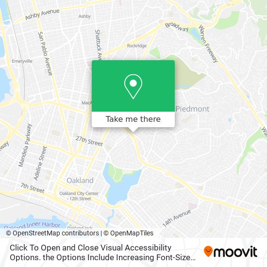 Click To Open and Close Visual Accessibility Options. the Options Include Increasing Font-Size and map