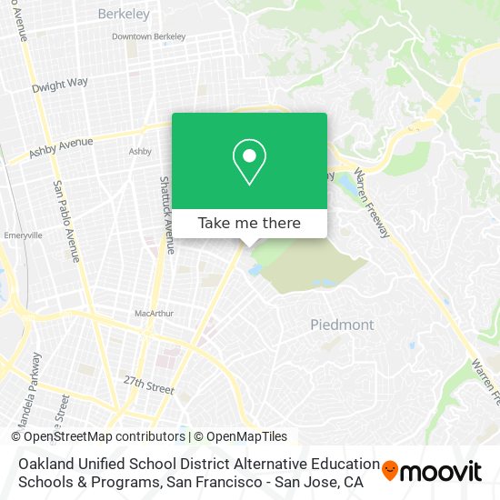 Oakland Unified School District Alternative Education Schools & Programs map