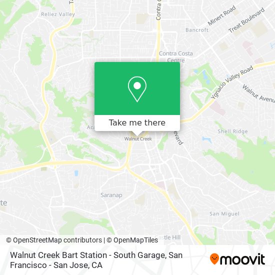 Mapa de Walnut Creek Bart Station - South Garage