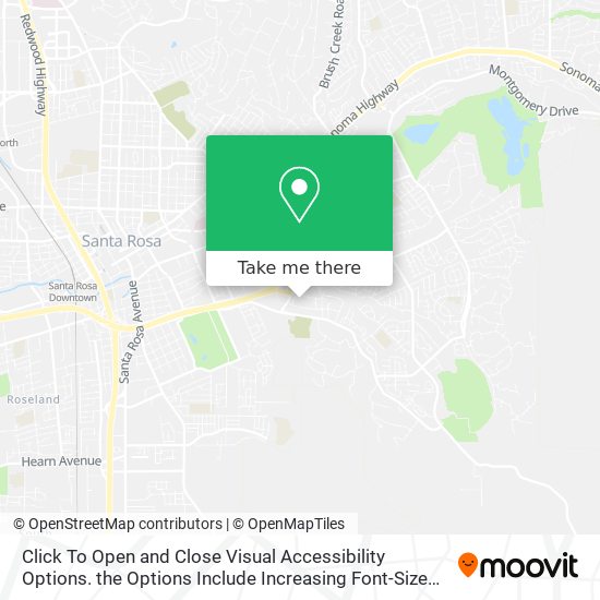 Mapa de Click To Open and Close Visual Accessibility Options. the Options Include Increasing Font-Size and