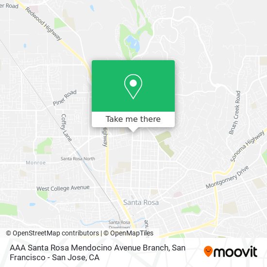 Mapa de AAA Santa Rosa Mendocino Avenue Branch