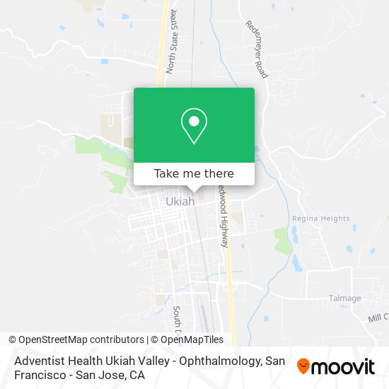 Adventist Health Ukiah Valley - Ophthalmology map