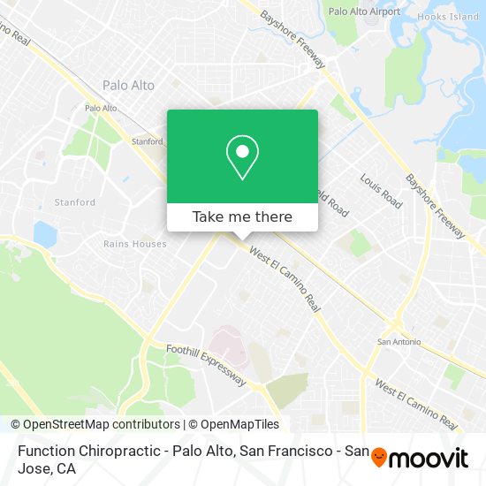 Function Chiropractic - Palo Alto map