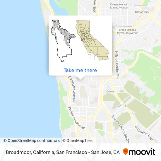 Broadmoor, California map