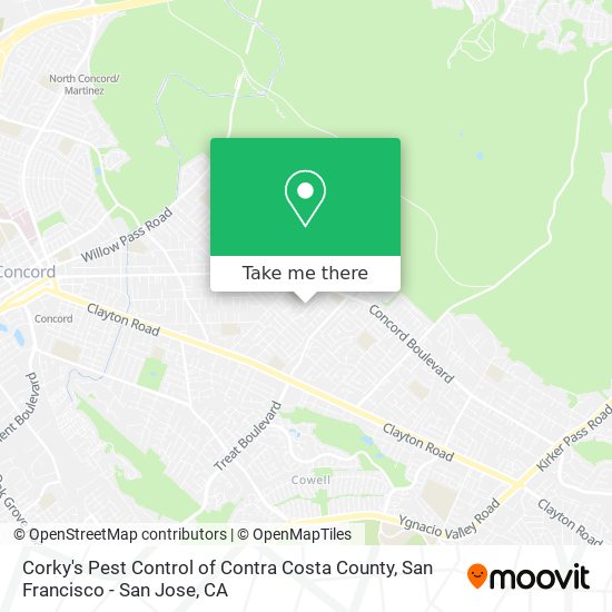 Corky's Pest Control of Contra Costa County map