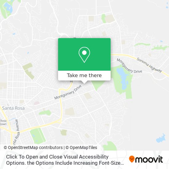 Mapa de Click To Open and Close Visual Accessibility Options. the Options Include Increasing Font-Size and