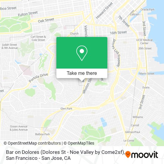 Mapa de Bar on Dolores (Dolores St - Noe Valley by Come2sf)