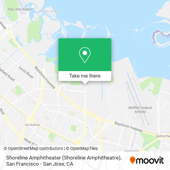 Mapa de Shoreline Amphitheater (Shoreline Amphitheatre)