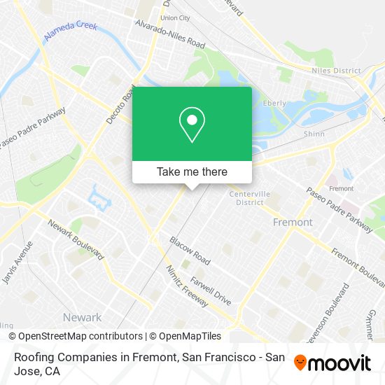 Roofing Companies in Fremont map
