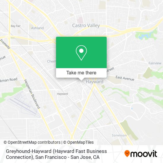 Greyhound-Hayward (Hayward Fast Business Connection) map