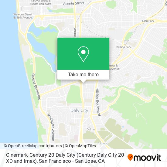 Mapa de Cinemark-Century 20 Daly City (Century Daly City 20 XD and Imax)