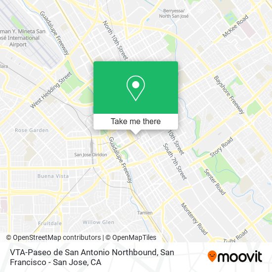 Mapa de VTA-Paseo de San Antonio Northbound