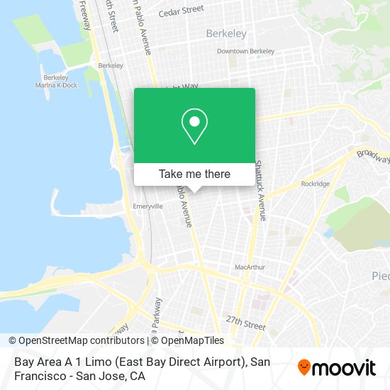 Mapa de Bay Area A 1 Limo (East Bay Direct Airport)