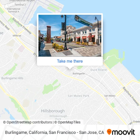 Burlingame, California map