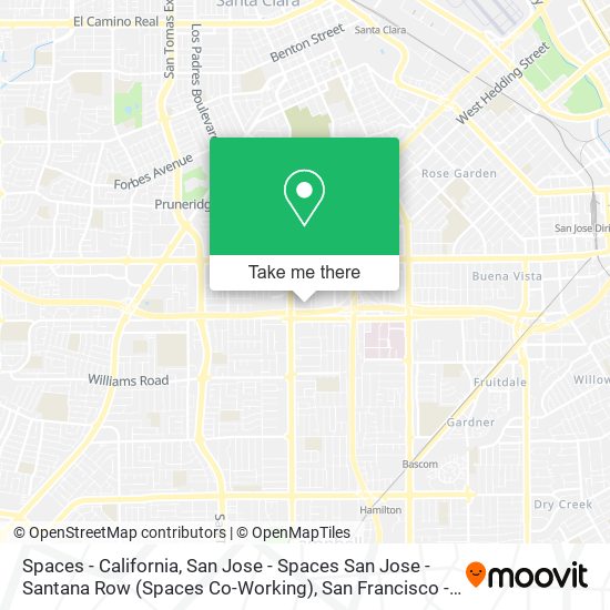 Spaces - California, San Jose - Spaces San Jose - Santana Row (Spaces Co-Working) map