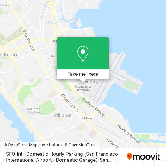 Mapa de SFO Int'l-Domestic Hourly Parking (San Francisco International Airport - Domestic Garage)