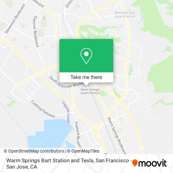 Warm Springs Bart Station and Tesla map