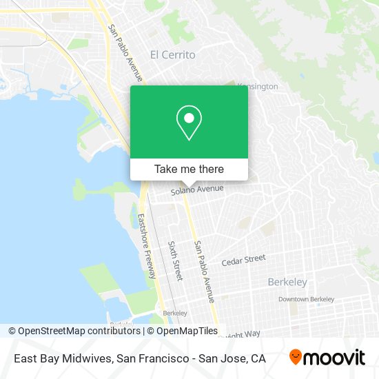 East Bay Midwives map