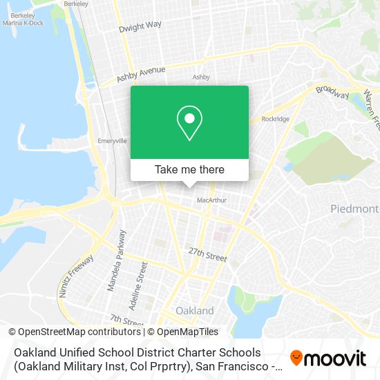 Mapa de Oakland Unified School District Charter Schools (Oakland Military Inst, Col Prprtry)