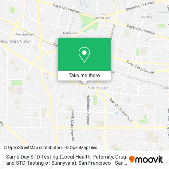 Mapa de Same Day STD Testing (Local Health, Paternity, Drug, and STD Testing of Sunnyvale)