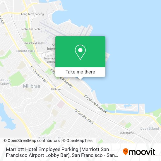 Mapa de Marriott Hotel Employee Parking (Marriott San Francisco Airport Lobby Bar)