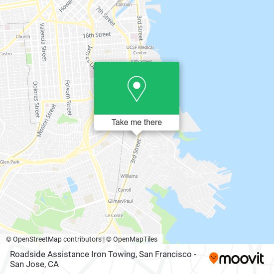 Roadside Assistance Iron Towing map