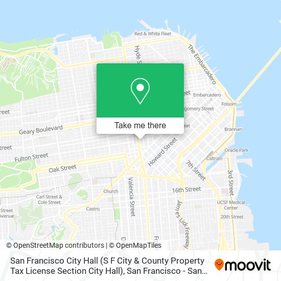 Mapa de San Francisco City Hall (S F City & County Property Tax License Section City Hall)