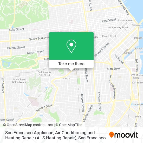 Mapa de San Francisco Appliance, Air Conditioning and Heating Repair (Al' S Heating Repair)